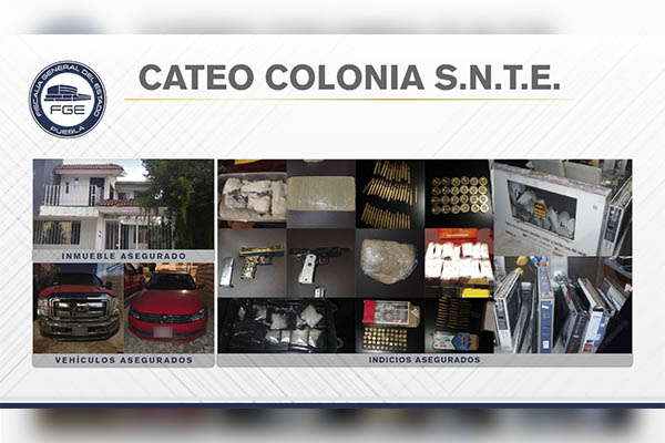 Catean domicilio en SNTE y encuentran armas y drogas; hay dos detenidos