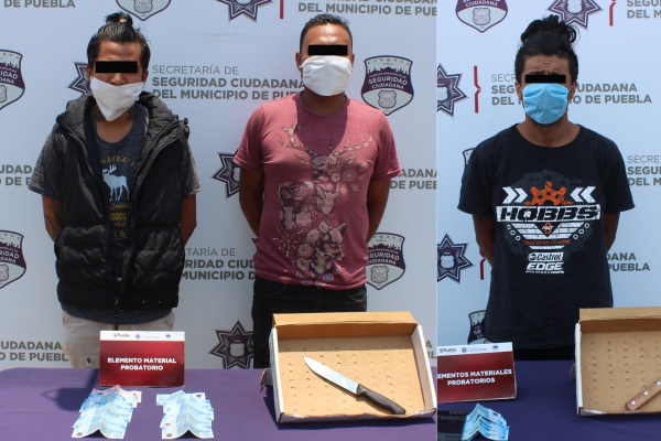 Policía municipal detiene a tres asaltantes de transeúntes